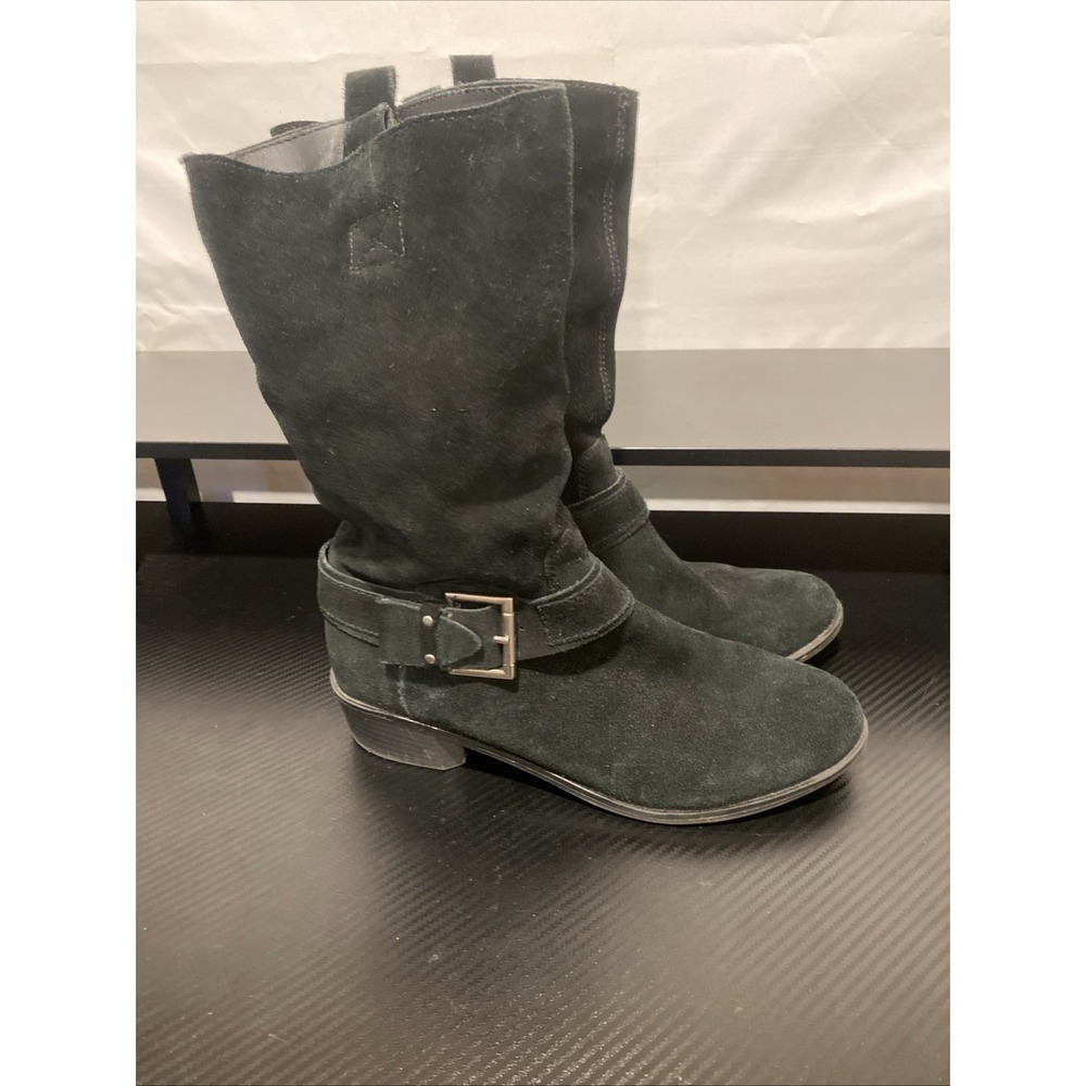 KELLY & KATIE Carey Black Suede Boots with Buckle size 9.5